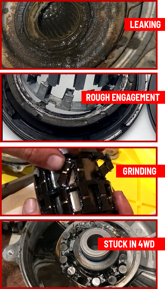 Signs of front differential wear, noise and play