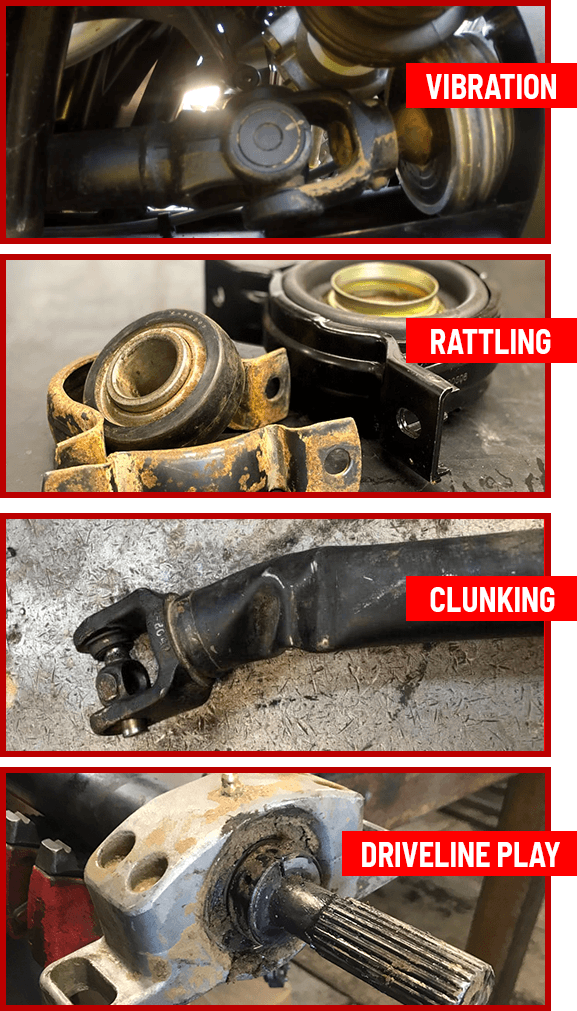 Examples of driveline vibration, rattling, clunking and play
